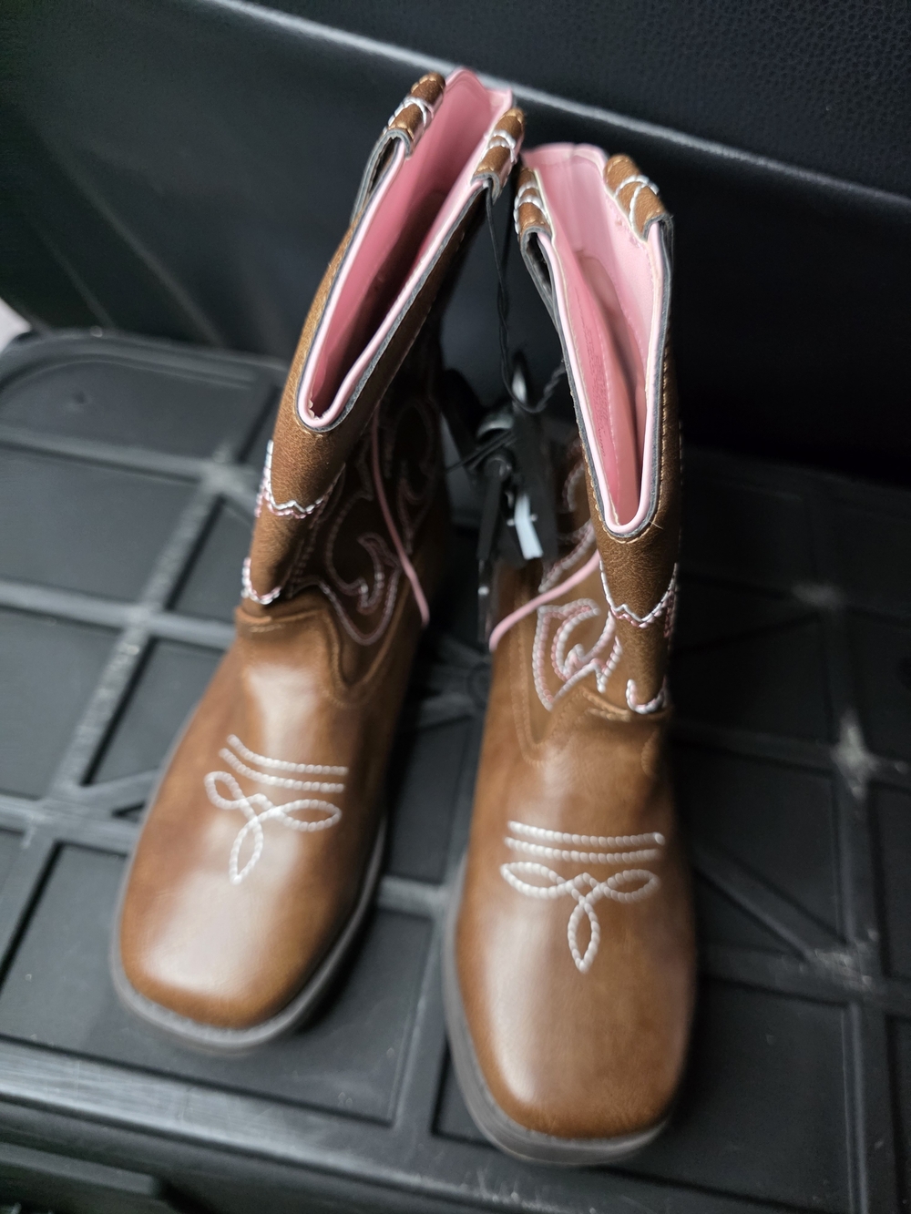 George Brown Leather Heeled Boots with Pink Lining